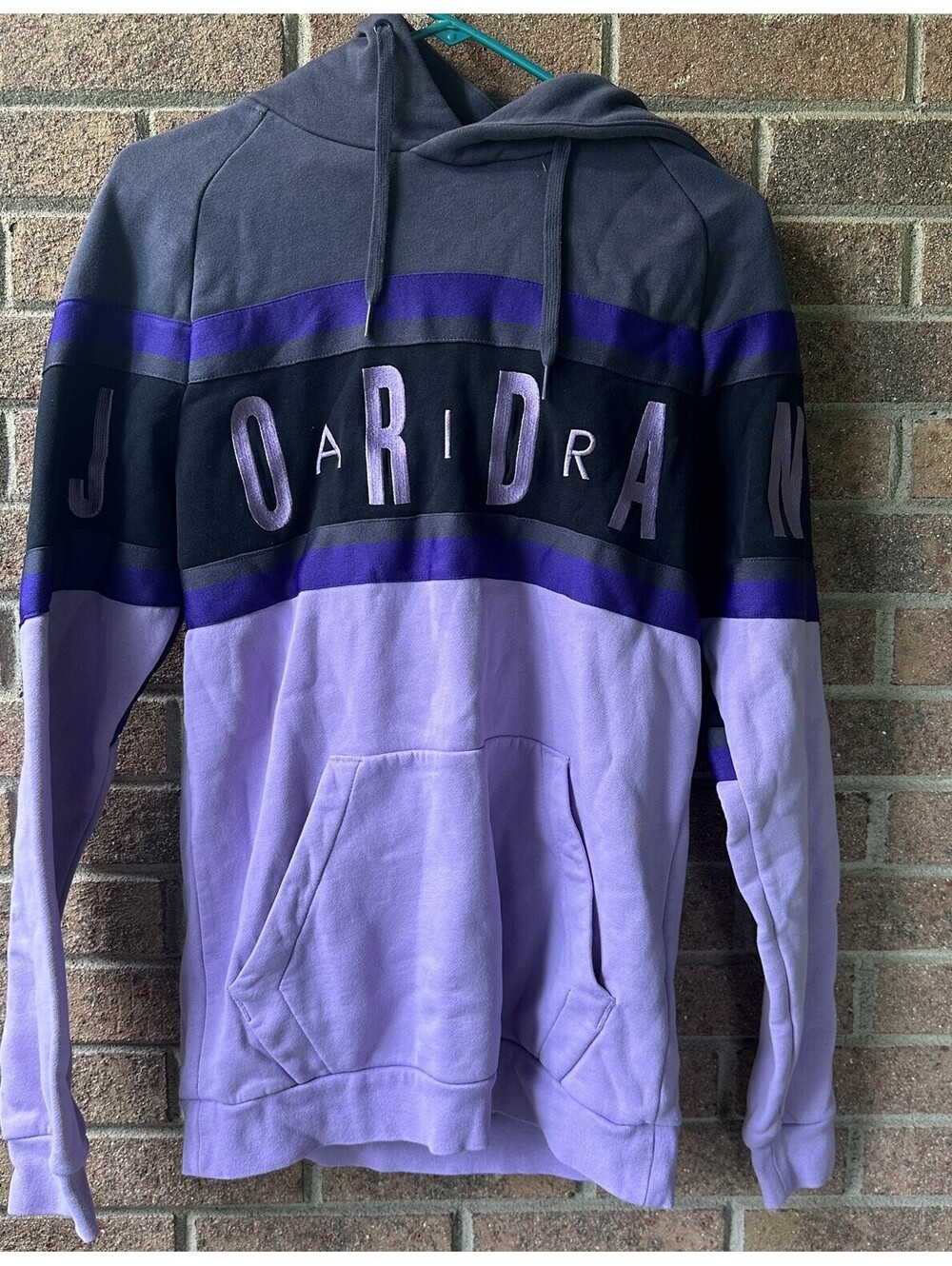 Air Jordan Men's Jumpman Colorblock Fleece Pullover Hoodie Purple Grey Size S